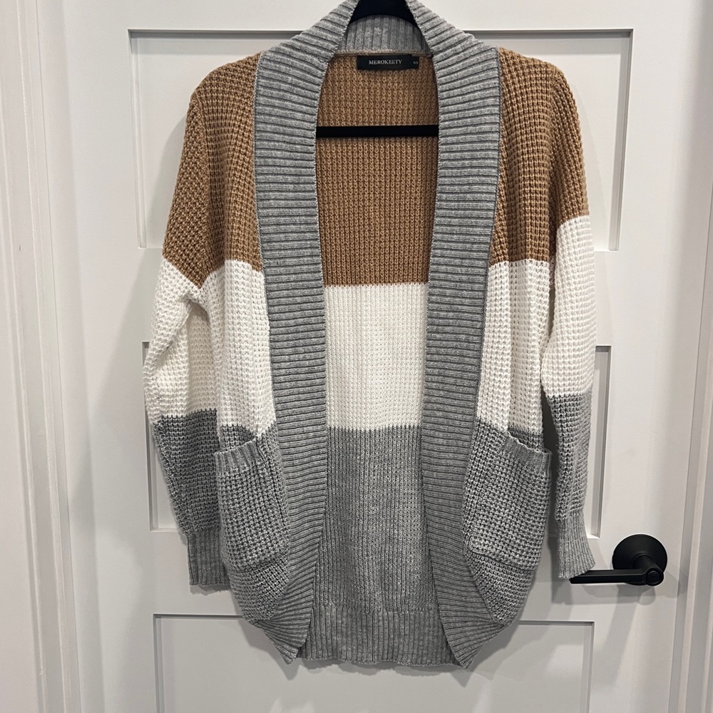 Striped Cardigan Knit Sweater
